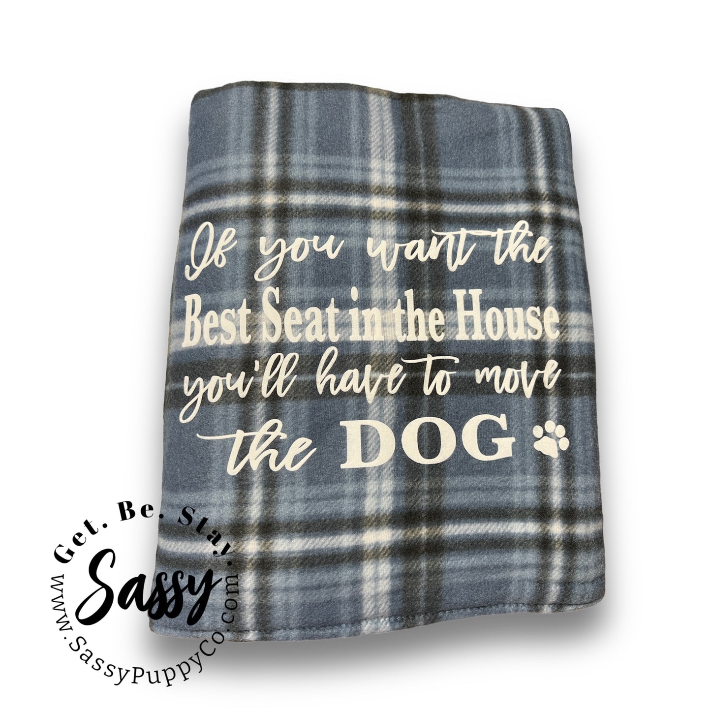 60” x 48” Throw Move the Dog Blue Plaid