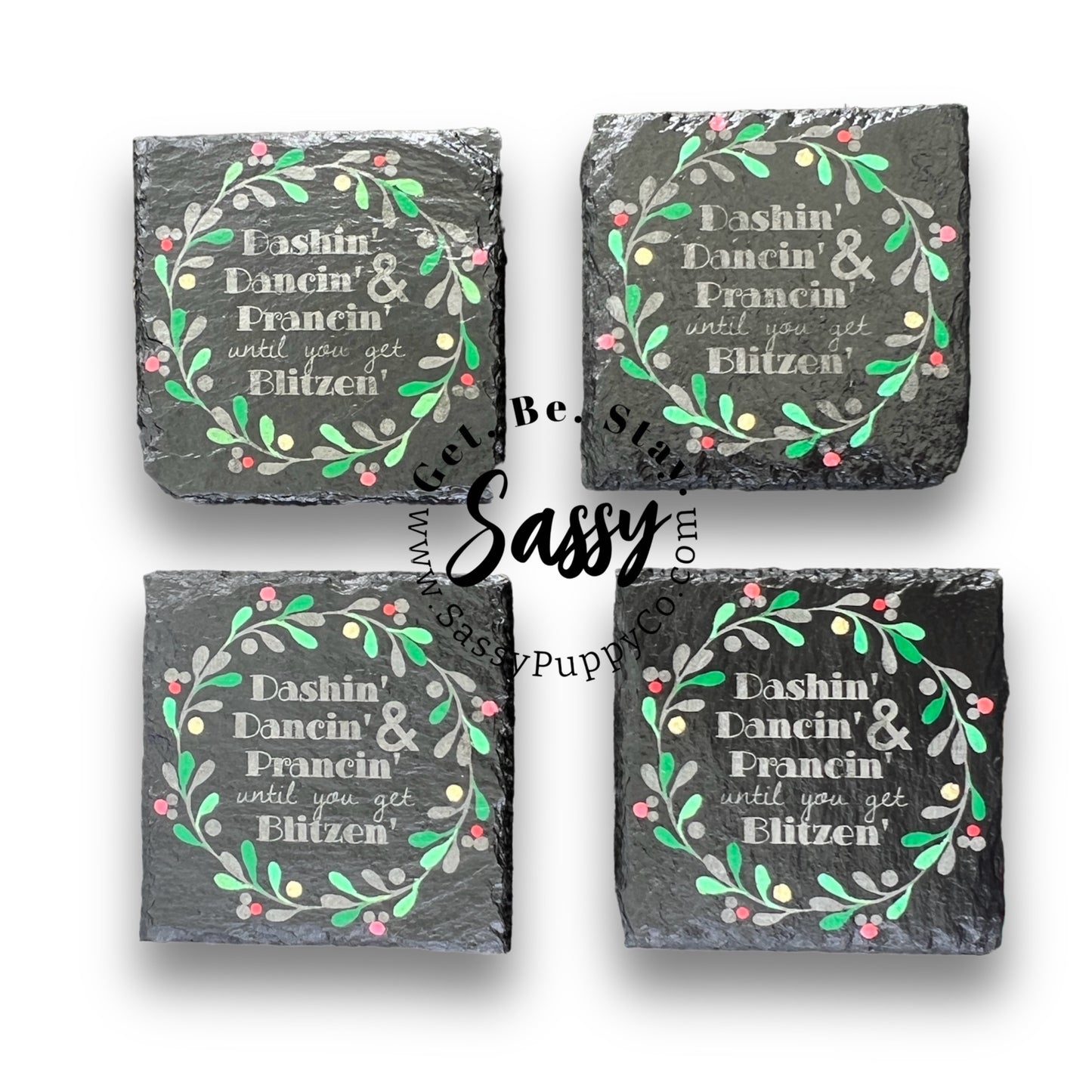 Custom Engraved Hand Painted Slate Drink Coasters