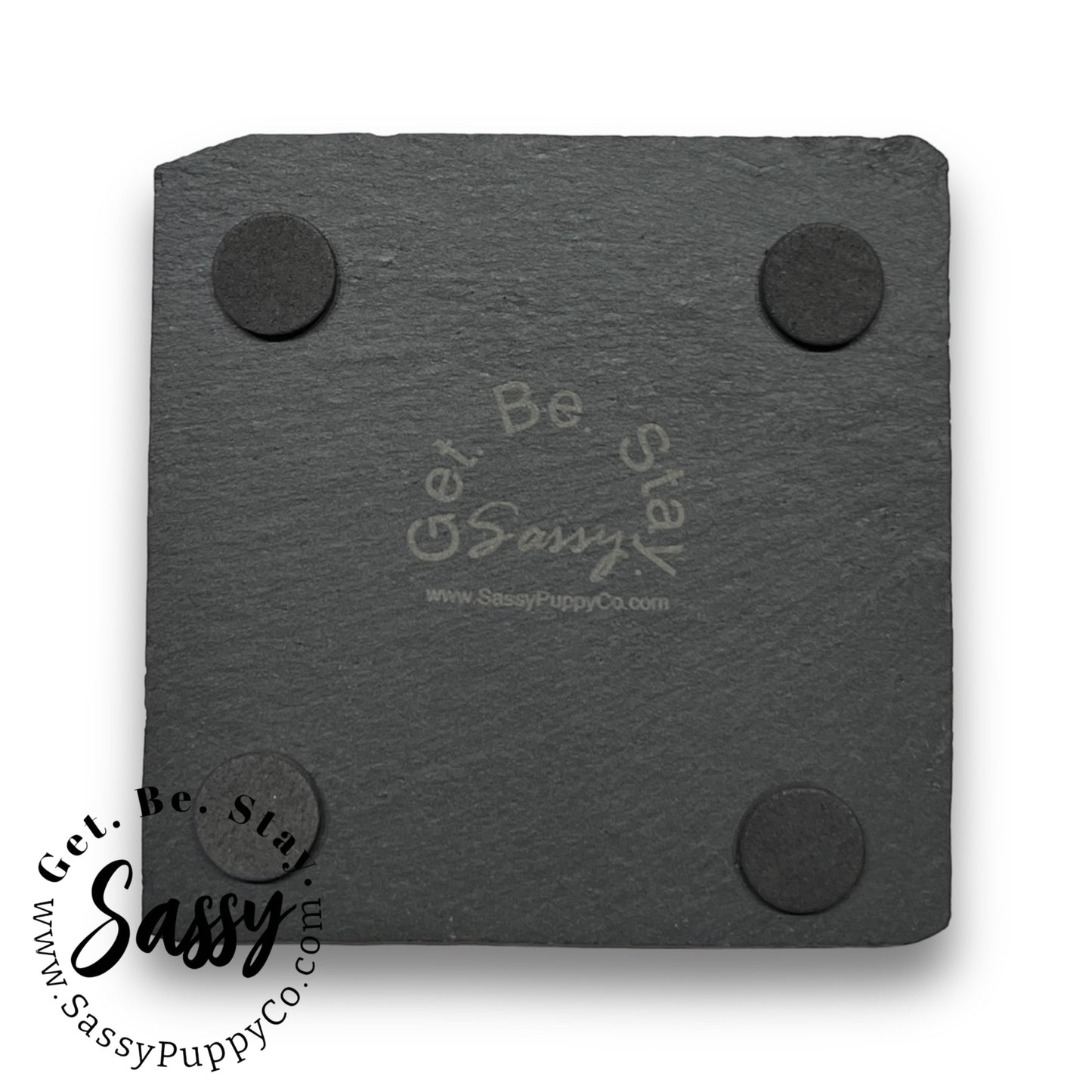 Custom Engraved Hand Painted Slate Drink Coasters - Let’s Get Buzzed
