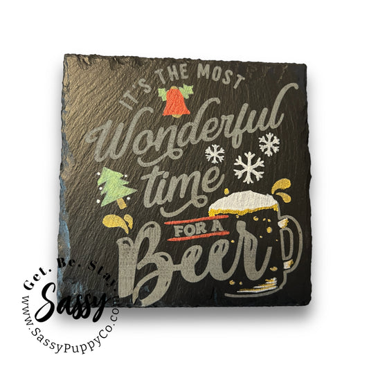 Custom Engraved and Hand Painted Slate Coasters - The Most Wonderful