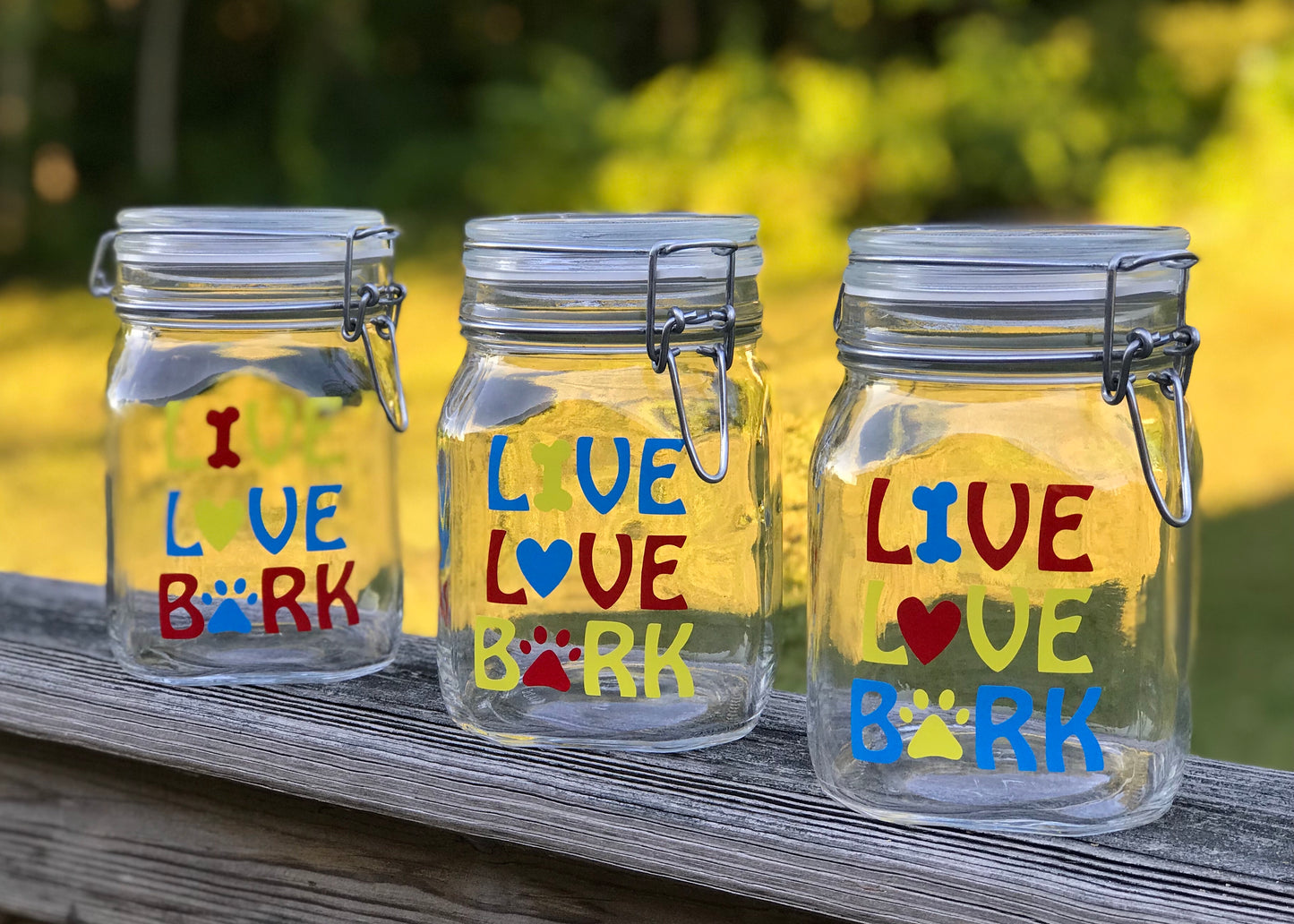 Live, Love, Bark - Dog Treat Jar - 1 L Size - Glass