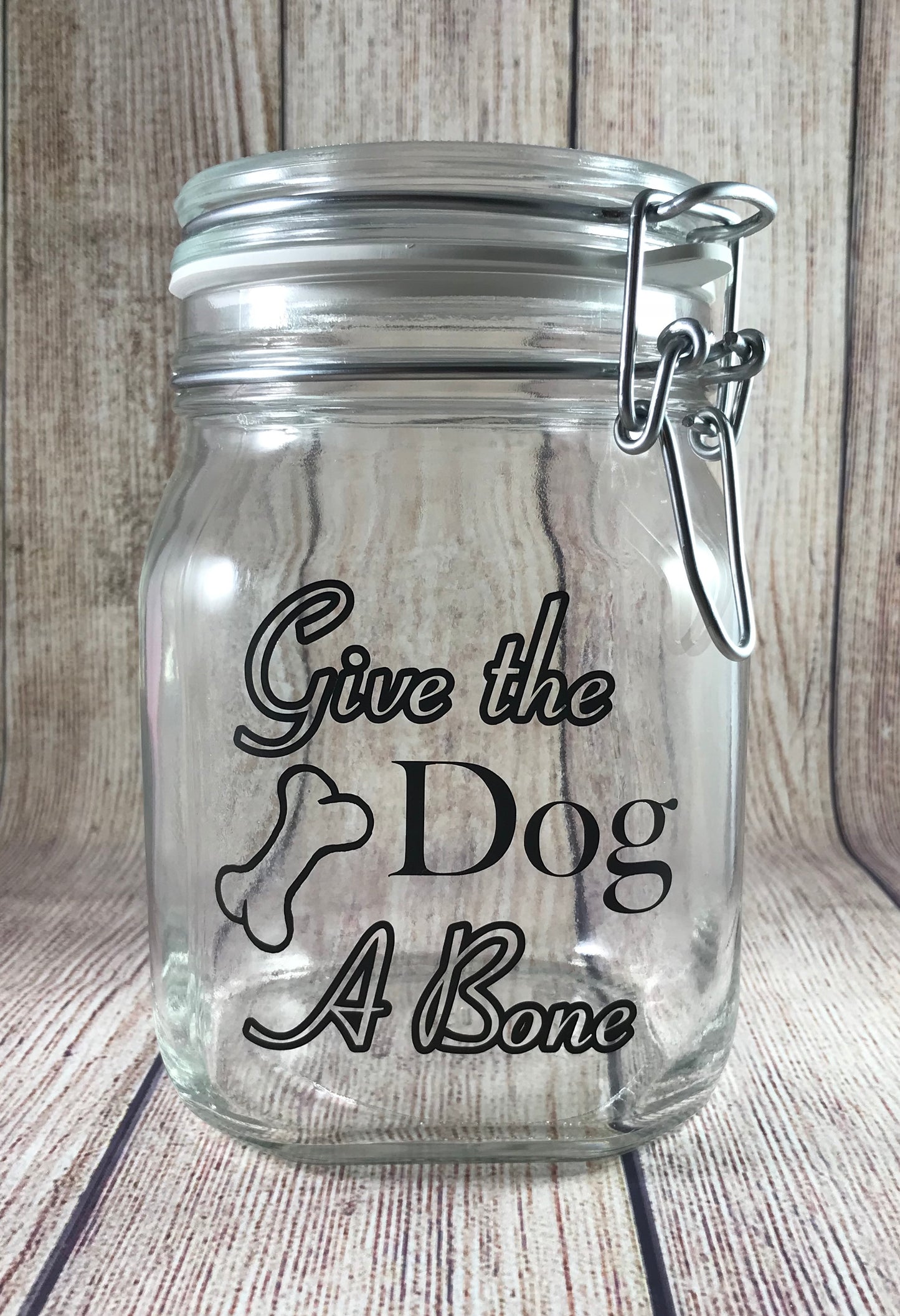 Give the Dog A Bone - Dog Treat Jar - 1L Size - Glass