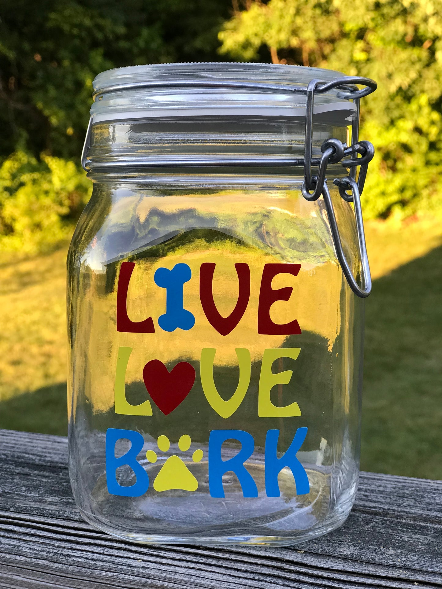 Live, Love, Bark - Dog Treat Jar - 1 L Size - Glass